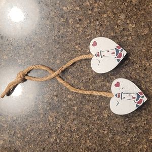 Decorative Nautical Hanging Lighthouses on Wooden Hearts